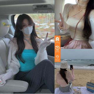 Áo Khoác Mỏng, Áo Cardigan Len Đan Mỏng Dáng Nửa Thân Trơn From Rộng Thời Trang Hàn Quốc Dễ Phối Đồ Orangecloset