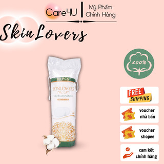 Bông tẩy trang cotton 100% không xơ bông chính hãng  - Skinlovers 80 miếng