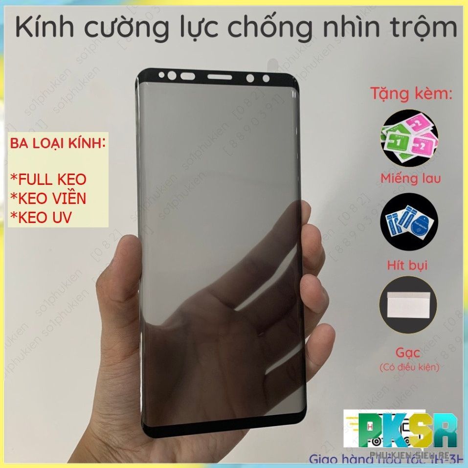 Kính cường lực chống nhìn trộm Samsung Galaxy Note 9, Samsung Note 8 (full keo; keo viền; keo uv)