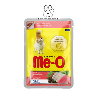 THỨC ĂN ƯỚT WET FOOD PATE DÀNH CHO MÈO TRƯỞNG THÀNH ME-O TUNA WITH WHITE FISH VỊ CÁ NGỪ VÀ CÁ THỊT TRẮNG BỊCH 80g