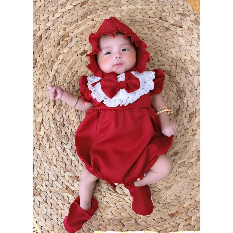 Body Đỏ Đô Tay Dài 𝐍𝐇𝐈́𝐌 𝐗𝐔̀ 𝐊𝐈𝐃𝐒 Cho Bé Gái Sơ Sinh, Đầy Tháng, Thôi Nôi, Sinh Nhật A442