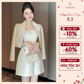 Set dạ Tweed áo vest lửng, váy 2 dây - Lexi Set