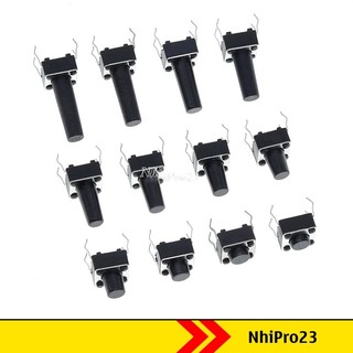Nút nhấn 4 chân 6x6x5, 6x6x8, 6x6x10mm xuyên lỗ