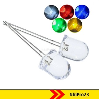 Led 10mm - led đơn phi 10 màu đỏ, trắng, vàng, xanh lá, xanh dương, 7 màu 2 chân xuyên lỗ