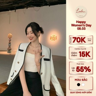 Áo dạ tweet không cổ LeeGi Design thanh lịch Min5133 Min5131