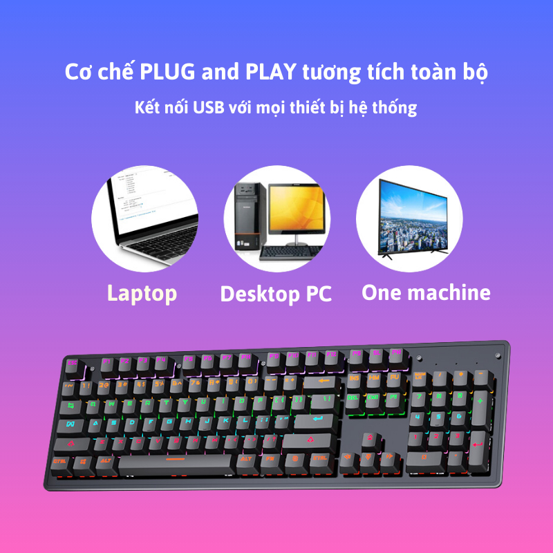 Bàn phím cơ có dây full 104 phím Leaven K880 keycap xuyên led, công thái học, LED 13 hiệu ứng | BigBuy360 - bigbuy360.vn