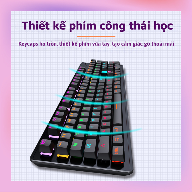 Bàn phím cơ có dây full 104 phím Leaven K880 keycap xuyên led, công thái học, LED 13 hiệu ứng | BigBuy360 - bigbuy360.vn