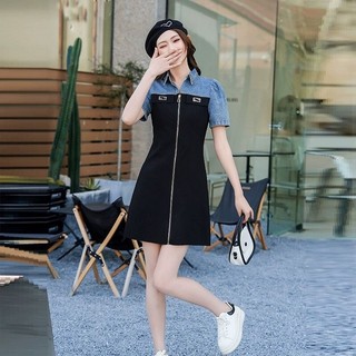 ĐẦM JEAN DÂY KÉO PHỐI LỤA