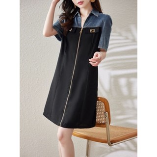 ĐẦM JEAN DÂY KÉO PHỐI LỤA