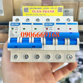 Át cb mccb đảo chiều 1 pha 3 pha 32a 40a 50a 63a hiệu berm dz47-63 dz4763