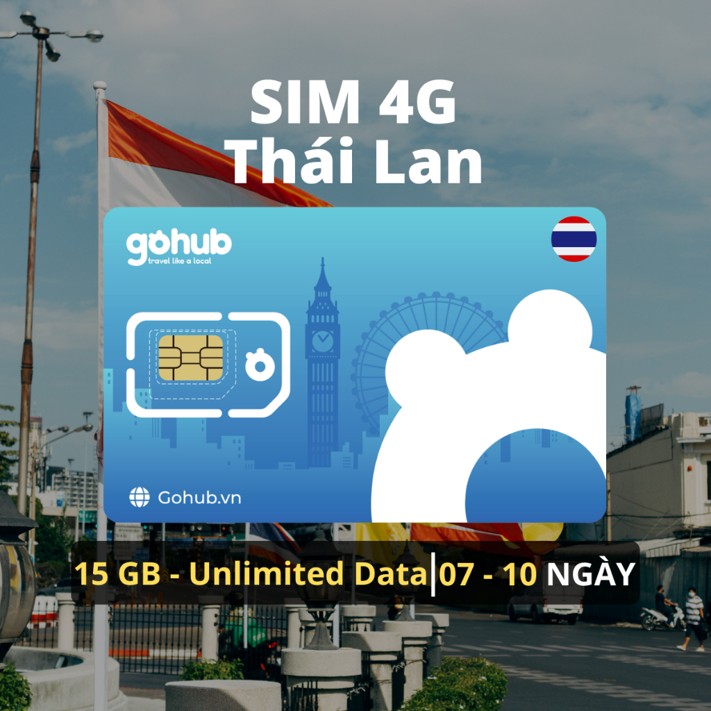 SIM 4G Du Lịch Thái Lan không giới hạn dung lượng (07 - 10 ngày) - Tặng kèm que chọc SIM