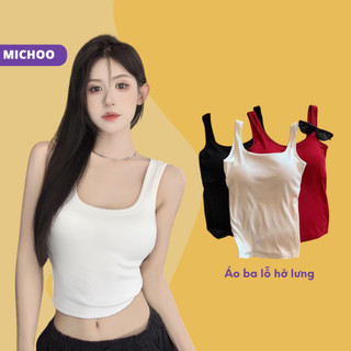 Áo Thun Ba Lỗ Có Miếng Đệm Ngực MICHOO Khoét Lưng Cá Tính