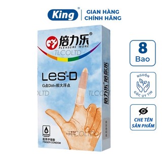 Bao cao su ngón tay LES - D, bao ngón tay có gai, bcs ngón tay bao cao su nữ 1 hộp 8 cái