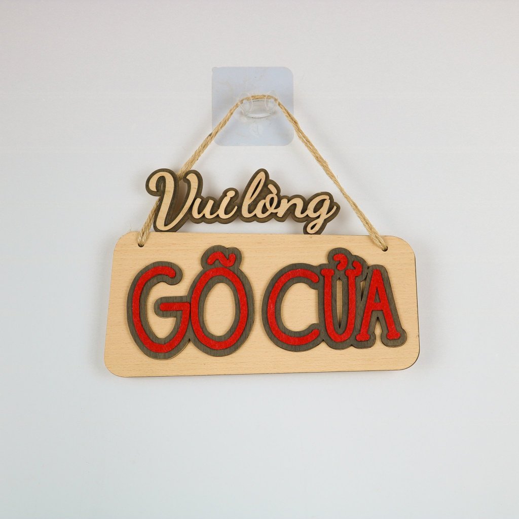 Biển decor Vui lòng gõ cửa