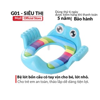 Bệ lót bồn cầu có tay vịn cho bé miếng lót thu nhỏ bồn cầu trẻ em an toàn tháo lắp dễ dàng tiện lợi