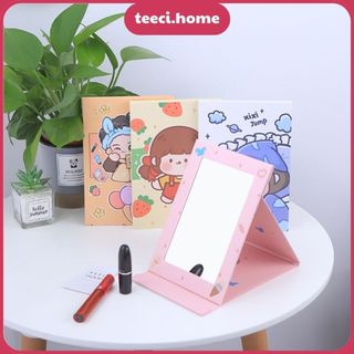 <Tặng Sticker> Gương Trang Điểm Mini Để Bàn Trang Trí Chữ Nhật Gấp Gọn Thuận Tiện Mang Đi TEECI U090