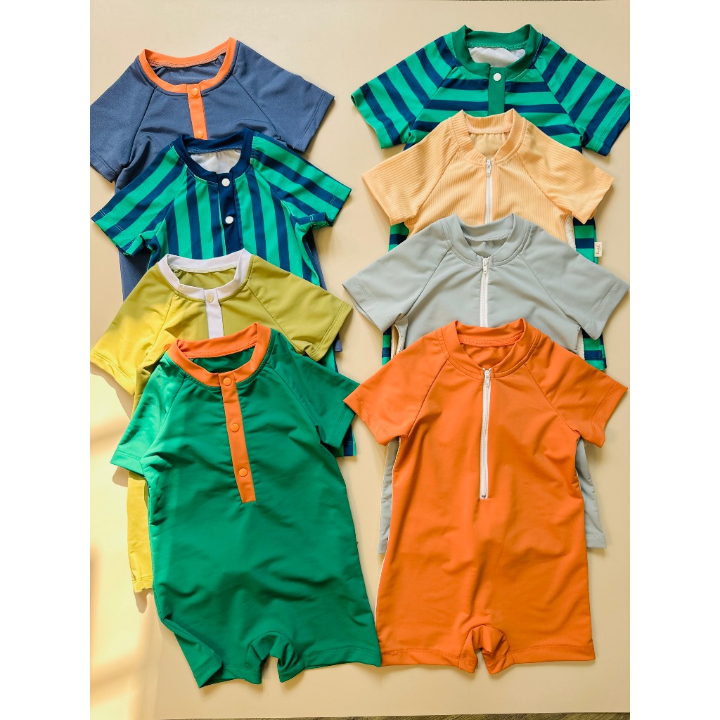 BOI007 - Bộ đồ bơi trẻ em cao cấp liền thân phong cách Hàn Quốc cho bé trai - vải Cotton lạnh - từ 0 đến 8 tuổi