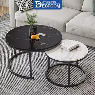 Decroom bàn trà sofa phòng khách sang trọng, bàn trà sofa hoa văn đá cẩm thạch, bàn trà tròn khung chân bàn