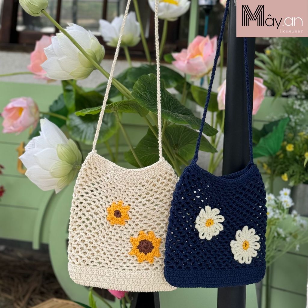 (Có sẵn) Giỏ (túi) len đan móc thủ công handmade-Mây
