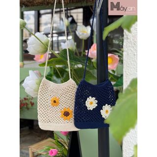 (Có sẵn) Giỏ (túi) len đan móc thủ công handmade-Mây