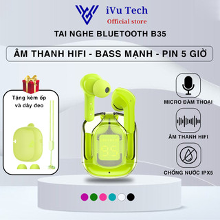 Tai Nghe Bluetooth Không Dây B35 - Air31 - BT30 Tai Nghe Nhét Tai Chống Ồn Trong Suốt Kèm Phụ Kiện Kết Nối Các Dòng Máy
