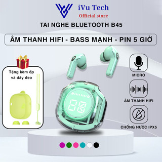 Tai Nghe Bluetooth Không Dây B45 Tai Nghe Nhét Tai Chống Ồn Trong Suốt Kèm Phụ Kiện Kết Nối Các Dòng Máy