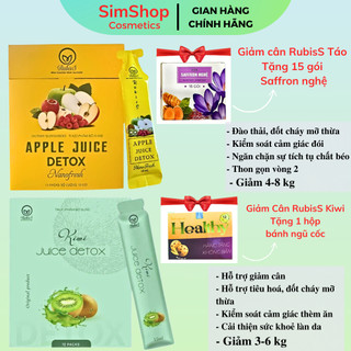 Giảm cân Rubiss Apple Juice Detox + Giảm cân Rubiss Kiwi Fresh Detox, kiểm soát cân nặng, thanh lọc cơ thể Simshop102