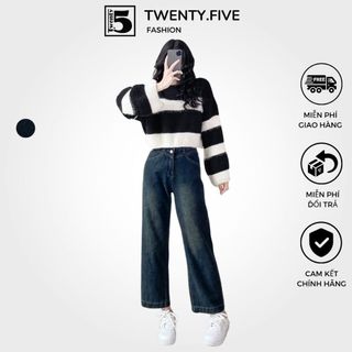 Quần jeans ống rộng,cạp cao có con đỉa,cạp đắp chữ V Twenty.5 -  5275