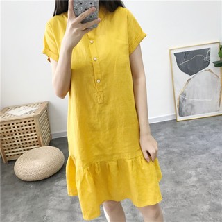 Đầm dáng suông chất linen thoáng mát Đũi Việt dv80