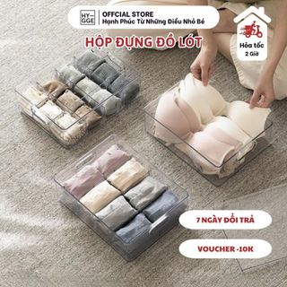 Hộp Đựng Quần Áo Chia Ngăn, Hộp Nhựa Đựng Đồ Lót, Tất Vớ, Khay Trong Suốt Có Nắp Đựng Đồ Đa Năng Có Tay Cầm