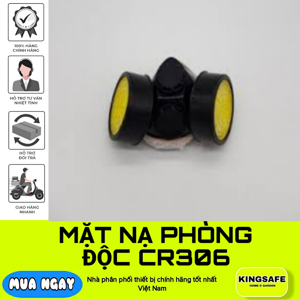 MẶT NẠ PHÒNG ĐỘC PHUN THUỐC TRỪ SÂU, PHUN SƠN, CHỐNG MÙI HÓA CHẤT CR306, 2 PHIN LỌC , KHẢ NĂNG LỌC CAO, ( 1 CÁI )