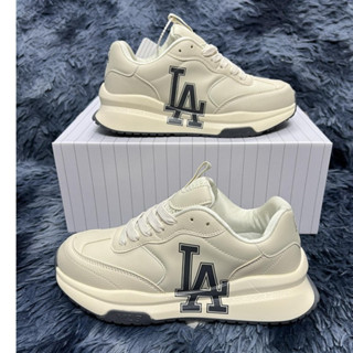 Giày MLB Chunky Runner Basic LA Dodgers Ivory - Giày MLB Chunky Runner LA màu xám cổ thấp bản Cao Cấp