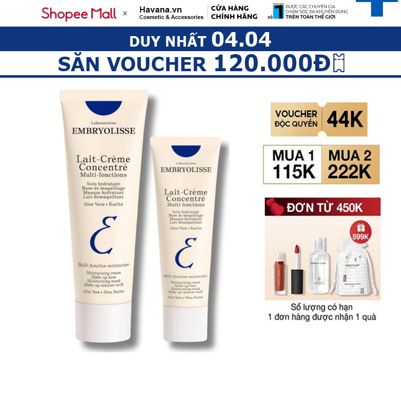 Kem dưỡng ẩm Embryolisse giúp phục hồi da Lait Crème Concentré Tuýp 75ml