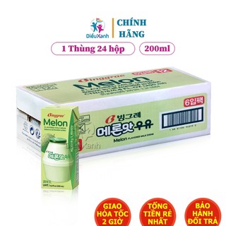Thùng sữa binggrae dưa lưới 200ml - sữa tươi vị trái cây - nhập khẩu hàn quốc