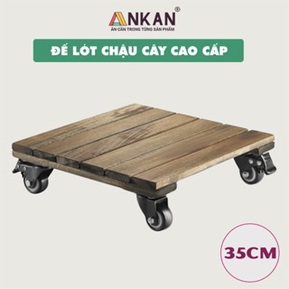 Giá Đỡ Chậu Cây Cao Cấp ANKAN, Tải Trọng 150Kg, Dùng Di Chuyển Chậu Cây To Tiện Lợi, 35cm Vuông Đen