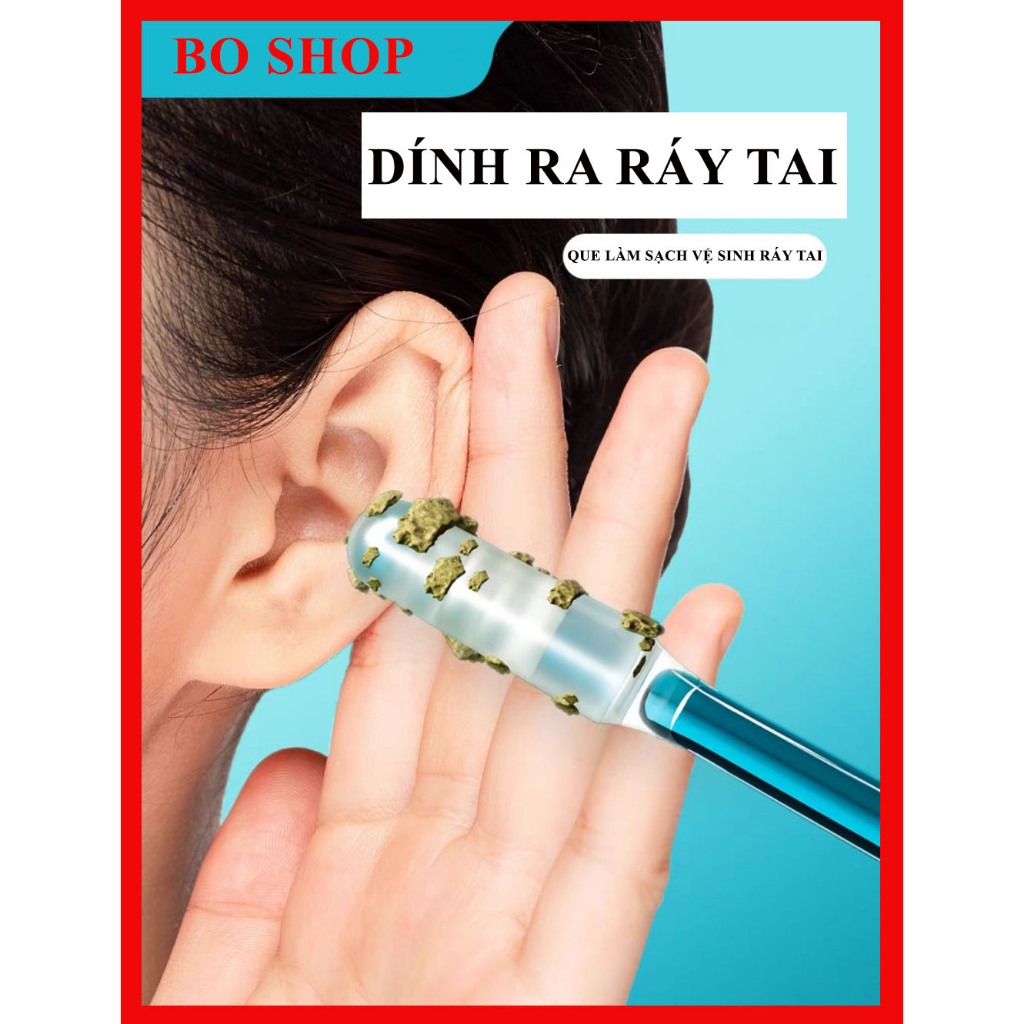 [HỎA TỐC] Hộp 24 que silicon lấy ráy tai tự dính, có thể tái sử dụng, phù hợp ráy tai khô