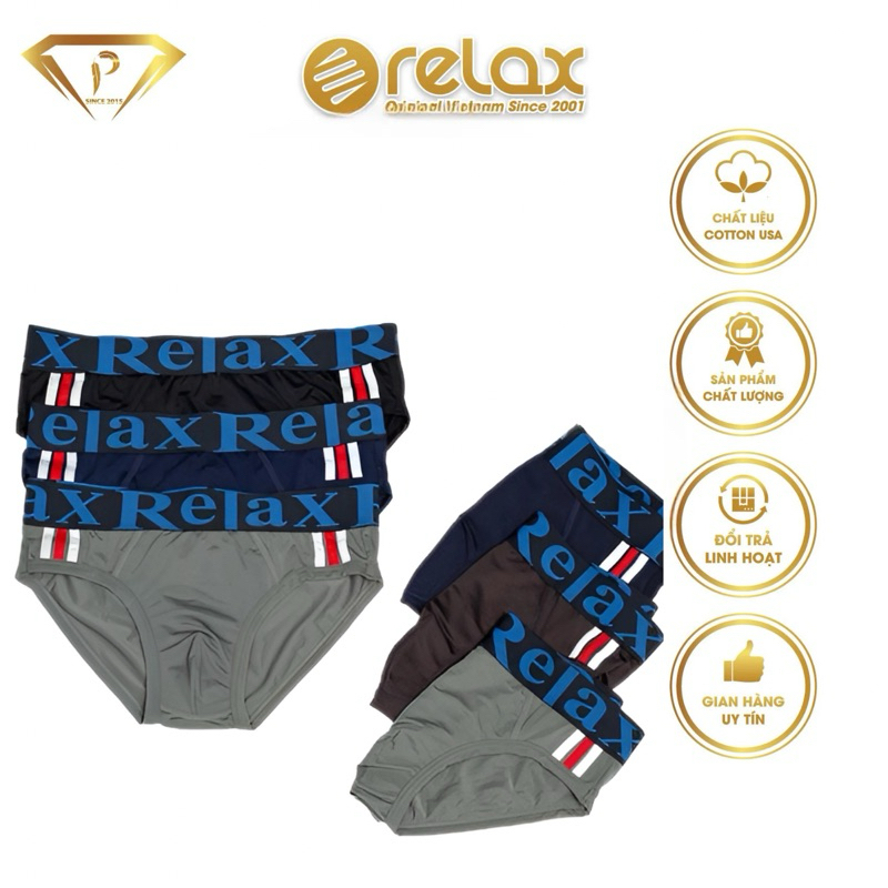 Combo 3c quần lót Relax RLTK006 bản lớn, thể thao thun lạnh