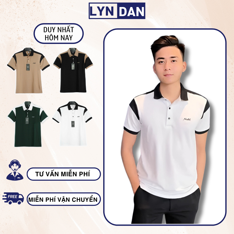 Áo polo nam thể thao LYNDAN chất vải thun cá sấu cao cấp, áo thun nam gai cá sấu phối vai nách nam tính, thanh lịch