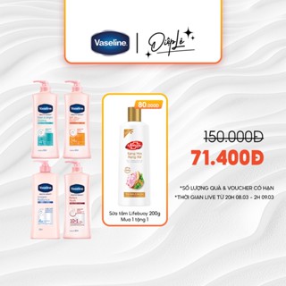 Diệp Lê x Unilever x Sữa dưỡng thể da sáng tức thì Vaseline 350ml/chai + tặng Sữa tắm Lifebuoy 200g 