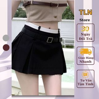 Chân Váy Xếp Ly Xoè Chữ A NEW, Váy Ngắn Midi Cao Cấp,Chân Váy Công Sở 2 Lớp ,Tennis Đẹp COTTON Phối Cạp, Xám Đen-