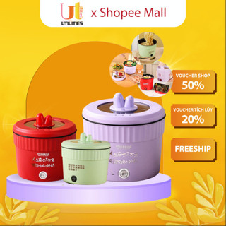 Nồi Lẩu Điện Mini Đa Năng, Ca Nấu Mì Ăn Liền Dung Tích 1.5L Công Suất 500W Phủ Chống Dính Đáy