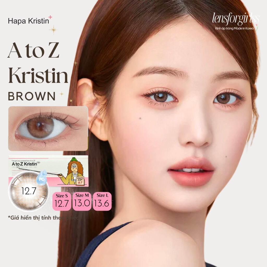 LENS WONYOUNG | Kính áp tròng 1 ngày nhiều kích cỡ A to Z BROWN chính hãng HAPAKRISTIN | Lens cận 1 ngày | LENSFORGIRLSS