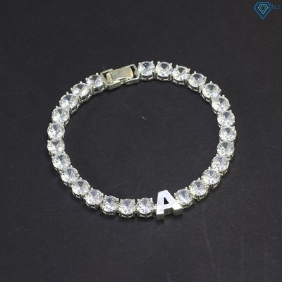 Lắc tay bạc nam đính đá chữ A phong cách cá tính sang trọng LTA0128 - Trang Sức TNJ