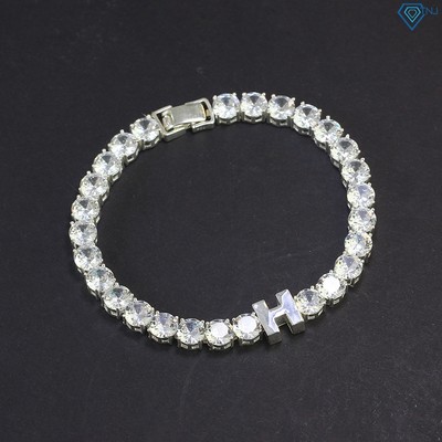 Lắc tay bạc nam đính đá chữ H phong cách cá tính sang trọng LTA0128 - Trang Sức TNJ