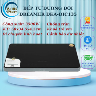 Bếp điện từ, bếp từ đôi dương Dreamer DKA-DIC135, Chống tràn thông minh, khóa trẻ em, BH 12 tháng