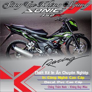 Decal chỉ màu xanh dán trang trí cho xe sonic 150 màu đen,tem rời,in chất liệu decal trắng 3 lớp