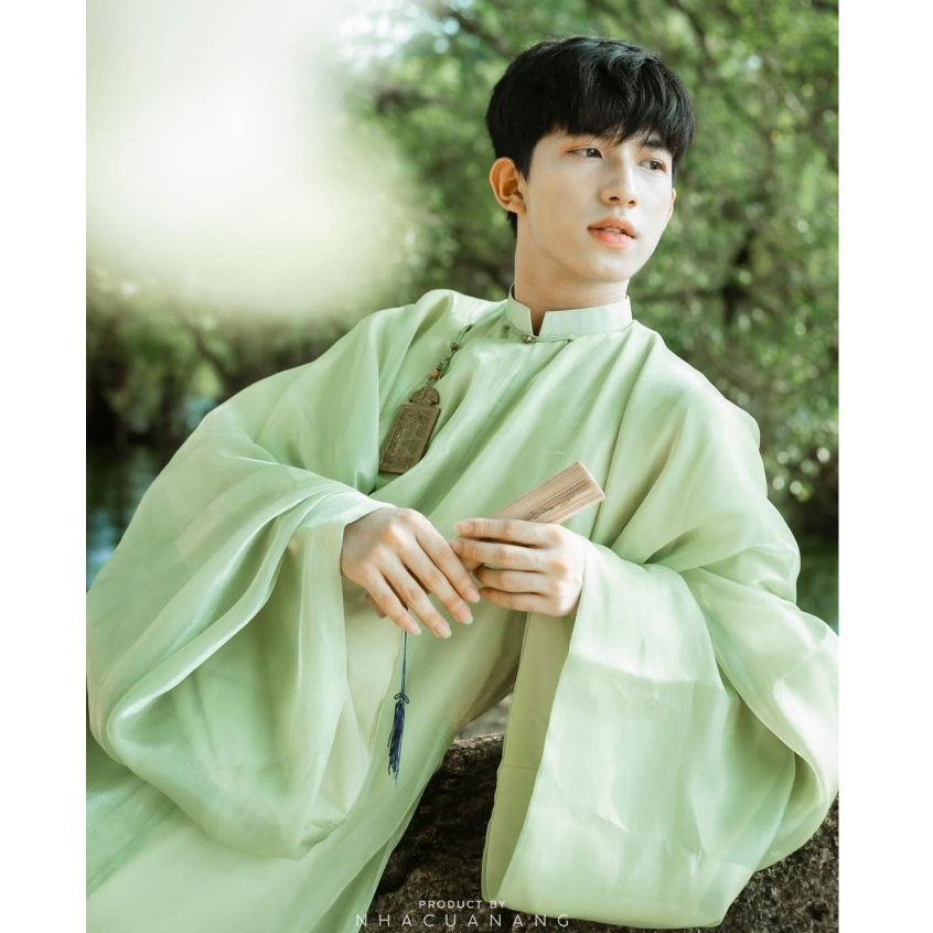 Áo ngũ thân nam,áo tấc tay thụng nam vải tơ sống cao cấp 2 lớp Việt Phục Cổ Trang Shop EmÂy