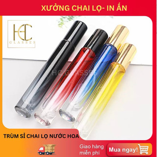 Chai chiết nước hoa 10ml thủy tinh vỏ dày loại cao cấp vòi xịt phun sương nhiều màu