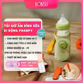  PHANPY | Túi Giữ Ấm Bình Sữa Di Động Nhỏ Gọn Dễ Mang Theo  Tặng Bình Trữ Sữa Thủy Tinh Cao Cấp  