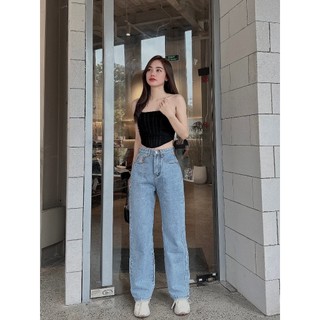 QUẦN JEANS SUÔNG LƯNG CAO THÊU THỎ HỒNG TỪ 40-69KG THẢO XINH STORE